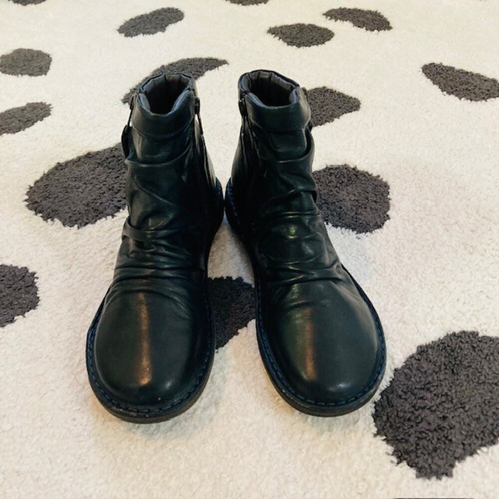 Miz Mooz $160 Womens Size 38 US 7.5-8 Pleasant Blue Ankle Comfort Boots Booties - Picture 2 of 13